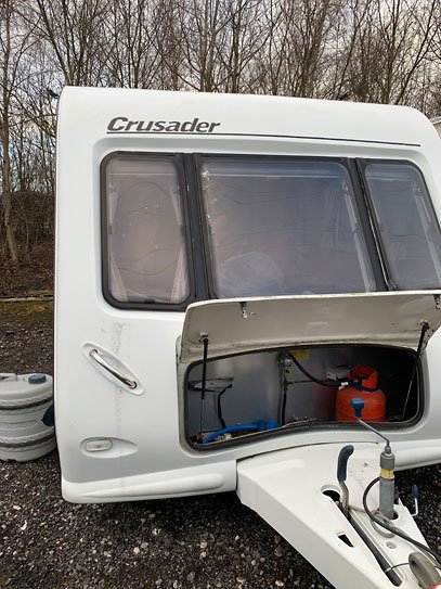 Caravan gas safety check on an Elddis Crusader twin axle caravan